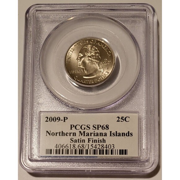 2009 P Northern Mariana Islands Territories Quarter SP68 PCGS SF Flag Label - Picture 2 of 2